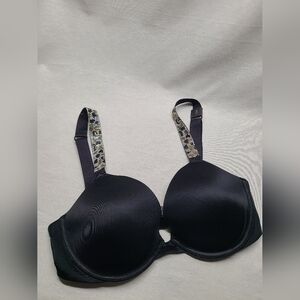 Victoria’s Secret Push-up Shine Strap Rhinestones Black Leopard size 32D- NWT